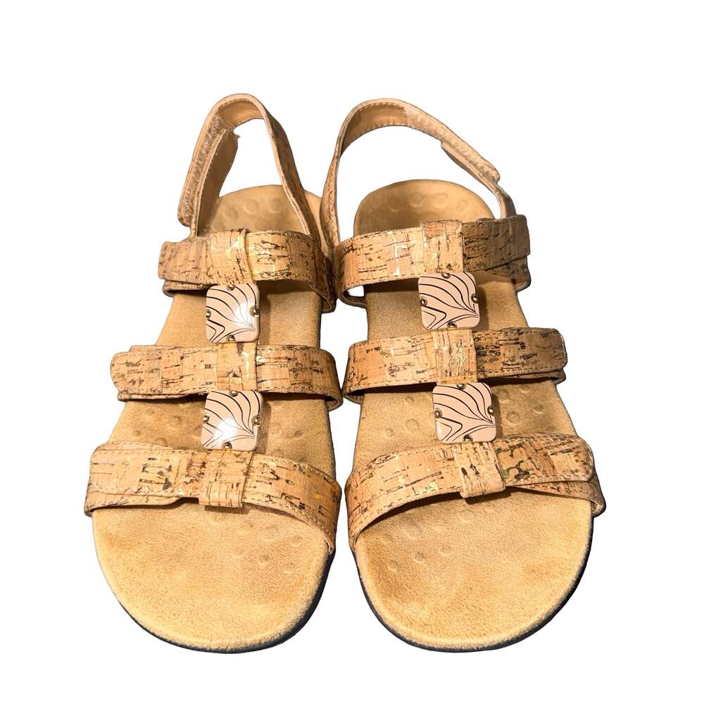 Vionic Amber Cork Gold Metallic Sandals Size 6